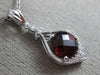 LARGE 1.98CT DIAMOND & AAA GARNET 14KT WHITE GOLD 3D TEAR DROP FILIGREE PENDANT
