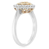 ESTATE .56CT WHITE & FANCY YELLOW DIAMOND 14KT TWO TONE GOLD HEART CLUSTER RING