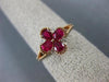 ESTATE .25CT DIAMOND & AAA RUBY 14KT ROSE GOLD 3D MILGRAIN CLOVER FLOWER RING