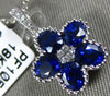 ESTATE 1.68CT DIAMOND & AAA SAPPHIRE 18KT WHITE GOLD 3D FLOWER FILIGREE PENDANT