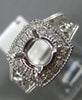 ESTATE LARGE .22CT DIAMOND 14K WHITE GOLD SQUARE HALO SEMI MOUNT ENGAGEMENT RING