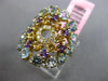 ESTATE LARGE 2.13CT DIAMOND & AAA MULTI GEM 14K YELLOW GOLD CIRCULAR FLOWER RING