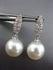 LARGE .20CT DIAMOND & SOUTH SEA PEARL 18KT WHITE GOLD MARQUISE HANGING EARRINGS