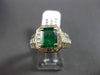 ESTATE LARGE 4.30CT DIAMOND & AAA EMERALD 18K Y GOLD RADIANT ENGAGEMENT RING E/F