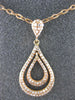 ESTATE .38CT ROUND DIAMOND 14KT ROSE GOLD 3D CLASSIC TEAR DROP FLOATING PENDANT