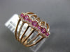 ESTATE WIDE .67CT DIAMOND & AAA PINK SAPPHIRE 14KT ROSE GOLD MULTI ROW WAVE RING