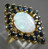 ESTATE LARGE .72 AAA SAPPHIRE & AAA OPAL 14KT YELLOW GOLD 3D OVAL SQUARE RING
