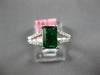 ESTATE .98CT DIAMOND & AAA EMERALD 18K WHITE GOLD 3D RECTANGULAR ENGAGEMENT RING