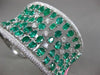 LARGE 24.73CT DIAMOND & AAA COLOMBIAN EMERALD 18KT WHITE GOLD 3D BANGLE BRACELET