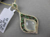 ESTATE 3.13CT DIAMOND & EMERALD & AGATE 14K YELLOW GOLD 3D FLOATING PENDANT