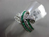 ESTATE WIDE .91CT DIAMOND & AAA EMERALD 18KT WHITE GOLD 3D LOVE KNOT FUN RING