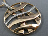 ESTATE LARGE .25CT DIAMOND 18K WHITE & ROSE GOLD 3D CIRCULAR CRISS CROSS PENDANT