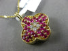 LARGE 1.40CT DIAMOND & AAA PINK SAPPHIRE 14KT YELLOW GOLD 3D FOUR CLOVER PENDANT