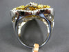 ESTATE EXTRA LARGE 2.88CT WHITE & FANCY YELLOW DIAMOND 18K TWO TONE GOLD 3D RING