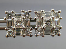 ESTATE LARGE 1.50CT DIAMOND 14KT WHITE GOLD CLASSIC CLUSTER STUD EARRINGS #1465