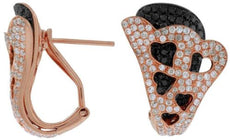 ESTATE 3.0CT WHITE & BLACK DIAMOND 14KT ROSE GOLD 3D MULTI HEART LOVE EARRINGS