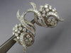 ANTIQUE EXTRA LARGE 7CT ROUND & BAGUETTE DIAMOND PLATINUM 3D FLOWER EARRINGS