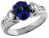 ESTATE 3CT DIAMOND & AAA TANZANITE 14KT WHITE GOLD CLASSIC OVAL ENGAGEMENT RING