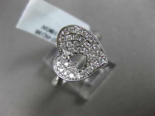ESTATE .27CT ROUND DIAMOND 18KT WHITE GOLD 3D OPEN DOUBLE HEART LOVE FUN RING