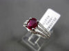 ESTATE WIDE 1.77CT DIAMOND & EXTRA FACET RUBY 18KT WHITE GOLD 3D ENGAGEMENT RING
