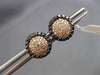 ESTATE .57CT WHITE & BLACK DIAMOND 14KT ROSE & BLACK GOLD CIRCULAR STUD EARRINGS
