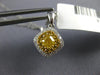 ESTATE 1.40CT WHITE & FANCY YELLOW DIAMOND 18KT 2 TONE GOLD SQUARE HALO PENDANT
