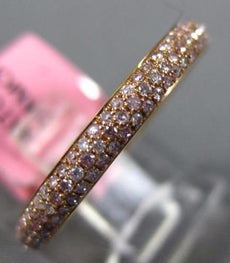 ESTATE .54CT PINK DIAMOND 18K ROSE GOLD 3 ROW ETERNITY WEDDING ANNIVERSARY RING