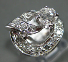 ANTIQUE .80CT DIAMOND 14KT WHITE GOLD OPEN CIRCLE FILIGREE COCKTAIL RING #20954