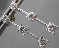 ESTATE .88CT DIAMOND 14KT WHITE GOLD PAST PRESENT FUTURE HANGING EARRINGS #14438
