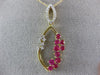 ESTATE .65CT DIAMOND & AAA RUBY 14K YELLOW GOLD 3D MARQUISE SHAPE FLOWER PENDANT