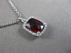 ESTATE 1.46CT DIAMOND & GARNET 14KT WHITE GOLD 3D RECTANGULAR HALO HEART PENDANT