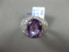 ESTATE LARGE 6.18CT DIAMOND & AAA AMETHYST 14KT WHITE GOLD PAVE ENGAGEMENT RING