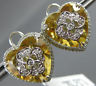 ESTATE EXTRA LARGE 15.37CT DIAMOND & AAA YELLOW TOPAZ 14K WHITE GOLD 3D EARRINGS