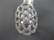 ESTATE LARGE 1.12CT DIAMOND 14KT WHITE GOLD 3D HEXAGON OVAL SPIDER WEB FUN RING