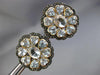 ANTIQUE LARGE 12.9 DIAMOND & AAA AQUAMARINE 14K YELLOW GOLD SILVER STUD EARRINGS