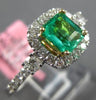ESTATE 1.17CT DIAMOND & AAA EMERALD 18KT TWO TONE GOLD 3D SQUARE ENGAGEMENT RING