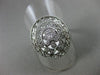 ESTATE LARGE .26CT DIAMOND 14K WHITE GOLD 3D ROPE OPEN FILIGREE OVAL FLOWER RING