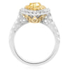 ESTATE 1.71CT WHITE & FANCY YELLOW DIAMOND 18KT 2 STONE GOLD 3D ENGAGEMENT RING