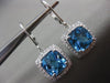 ESTATE LARGE 5.56CT DIAMOND & BLUE TOPAZ 14KT WHITE GOLD SQUARE HANGING EARRINGS