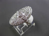 ANTIQUE LARGE 1.20CT DIAMOND 14KT WHITE GOLD 3D OVAL FILIGREE MILGRAIN RING