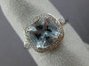 ESTATE 2.08CT DIAMOND & AAA AQUAMARINE 14KT WHITE GOLD 3D SQUARE ENGAGEMENT RING