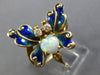 ESTATE LARGE .15CT DIAMOND OPAL & BLUE ENAMEL 14KT YELLOW GOLD 3D BUTTERFLY RING