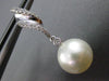 ESTATE .16CT DIAMOND 18KT WHITE GOLD MULTI WAVE SOUTH SEA PEARL HANGING EARRINGS