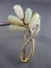 ESTATE LARGE .06CT DIAMOND & AAA OPAL 14KT YELLOW GOLD 3D FLOWER LEAF BROOCH PIN