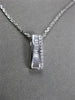 ESTATE .20CT BAGUTTE & ROUND DIAMOND 14K WHITE GOLD RECTANGULAR FLOATING PENDANT