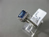 ESTATE 1.40CT DIAMOND & SAPPHIRE 14K WHITE GOLD HALO EMERALD CUT ENGAGEMENT RING