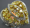 ESTATE EXTRA LARGE 2.88CT WHITE & FANCY YELLOW DIAMOND 18K TWO TONE GOLD 3D RING