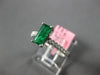 ESTATE .74CT DIAMOND & AAA EMERALD 18K WHITE GOLD 3D RECTANGULAR ENGAGEMENT RING