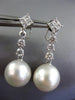 ESTATE LARGE .97CT DIAMOND & SOUTH SEA PEARL 18KT WHITE GOLD 3D HANGING EARRINGS