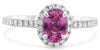 1.48CT DIAMOND & AAA PINK SAPPHIRE 18KT WHITE GOLD OVAL 3D HALO ENGAGEMENT RING